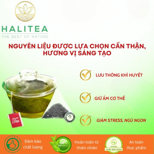 Trà Nõn Tôm Ủ Lạnh HALITEA Túi Tam Giác Hộp Thiếc 50g/ hộp/ 10 túi 